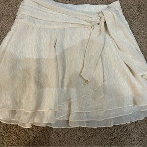 Cream Layered Skirt with Bow Detail